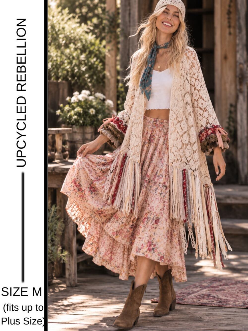MSRP $60✨ Rebellion Upcycled Fringe Duster Kimono Size M | Fits Up to Plus Size✨